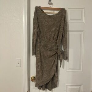SHEIN Taupe Knit Wrap Dress